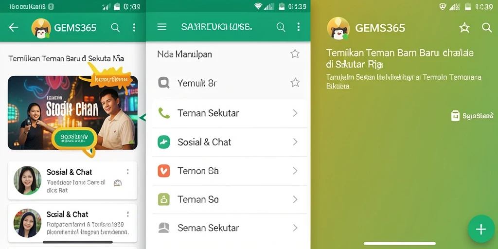 Tampilan antarmuka GEMS365 yang memudahkan pencarian teman baru.