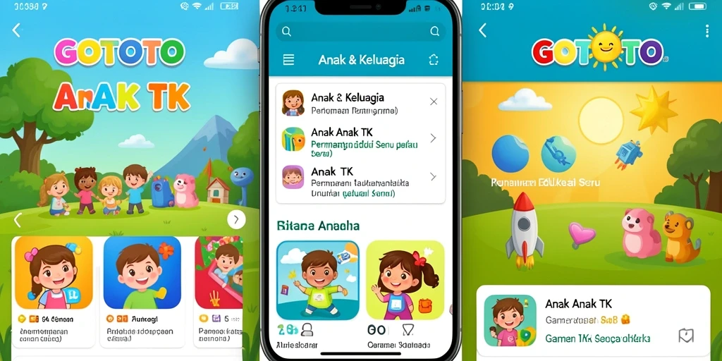 Tampilan antarmuka GOTOTO yang cerah dan ramah anak.
