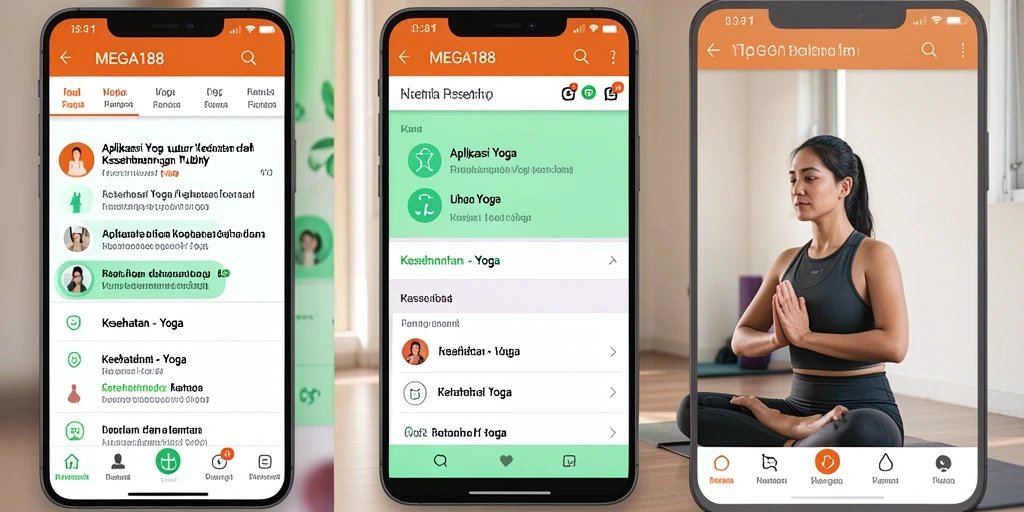 Tampilan antarmuka MEGA188 yang user-friendly untuk latihan Yoga.