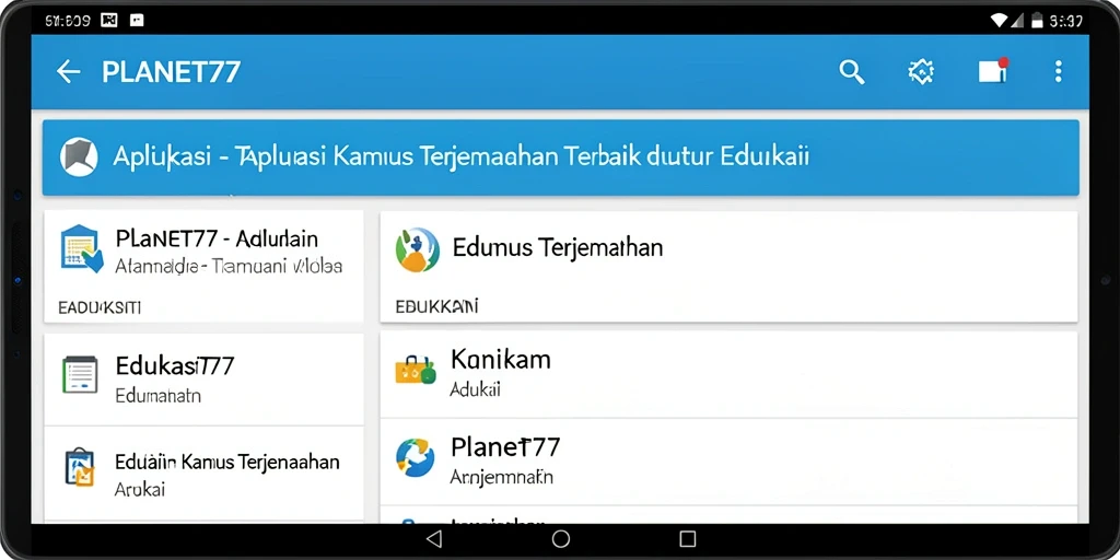 Tampilan antarmuka aplikasi PLANET77 yang intuitif untuk terjemahan.