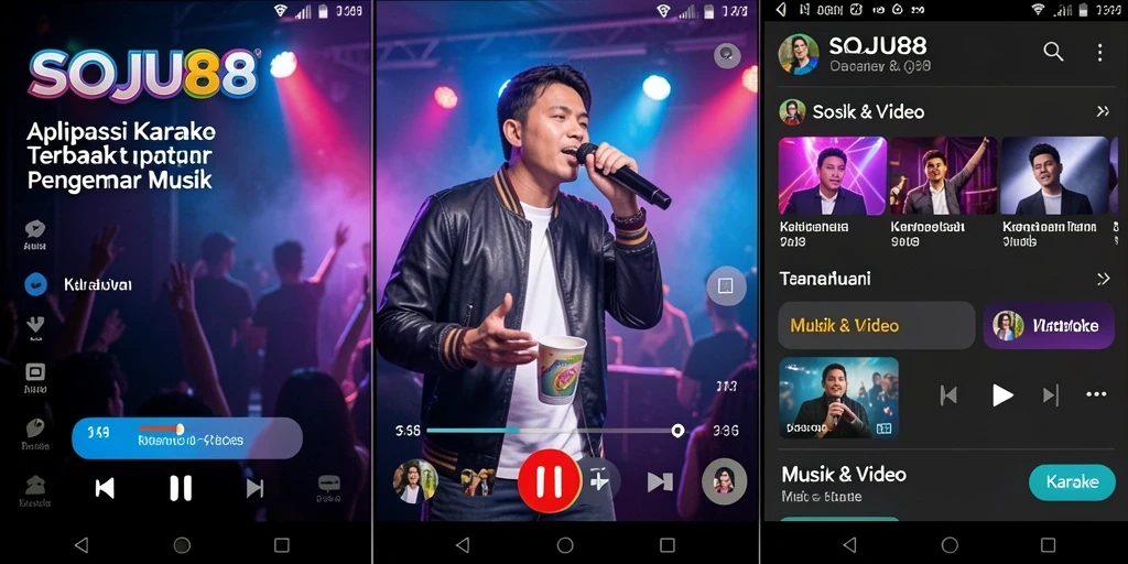 Tampilan antarmuka SOJU88 inisial, siap untuk karaoke.