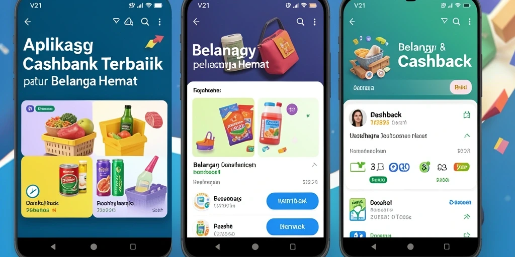 Tampilan antarmuka aplikasi V21 dengan fitur Cashback yang mudah diakses.